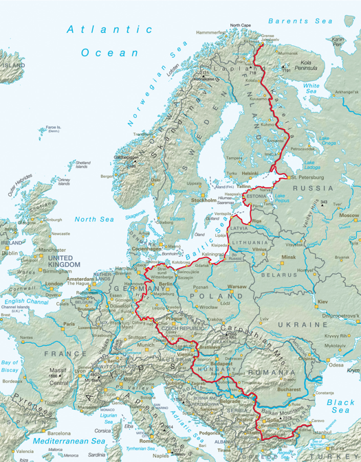 Il tracciato della pista ciclabile Iron Curtain Trail