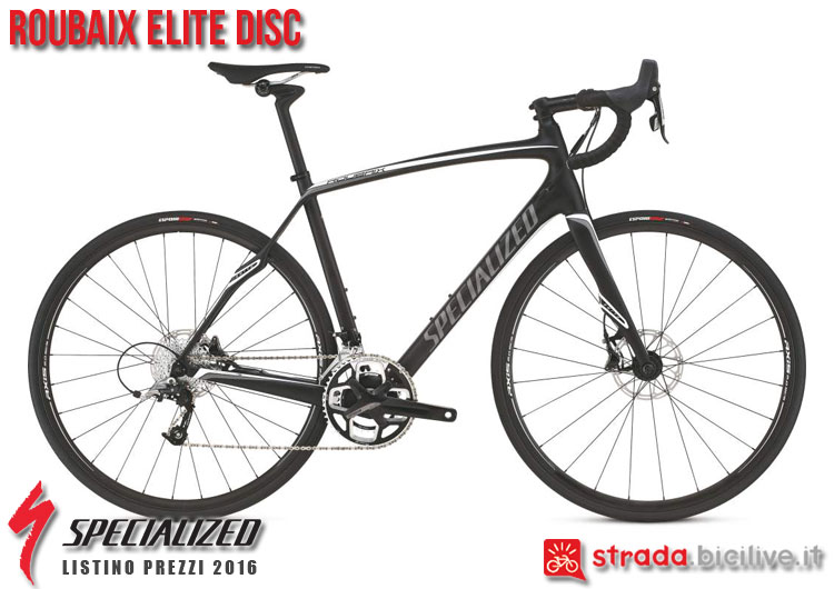 La foto della bici da strada Roubaix Elite Disc Specialized sul catalogo e listino prezzi 2016