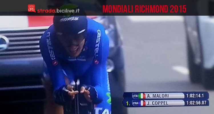 Adriano Malori conquista la medaglia d'argento ai Mondiali di ciclismo a Richmond 2015