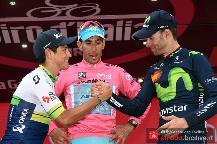 Chaves, Nibali e Valverde sul podio del Giro d'Italia 2016