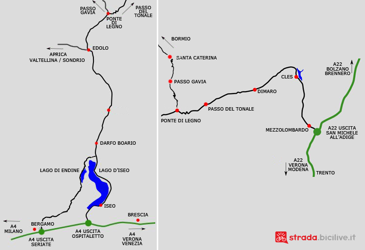 mappa passo Gavia in bici