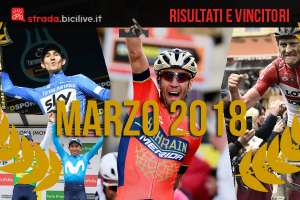 Nibali e altri vincitori delle gare di ciclismo di marzo 2018