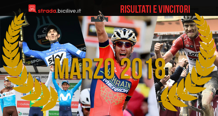 Nibali e altri vincitori delle gare di ciclismo di marzo 2018