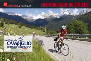 ciclista sulla salita della Granfondo Top Dolomites