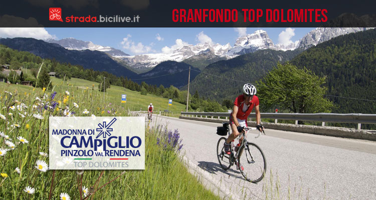 ciclista sulla salita della Granfondo Top Dolomites