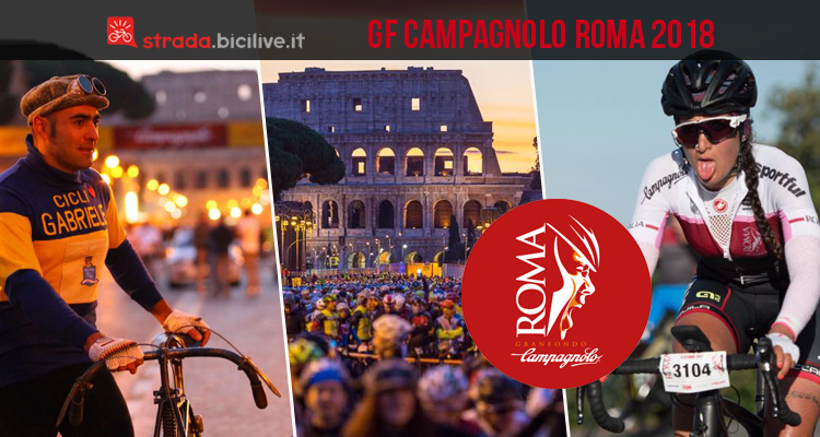 collage di foto della Granfondo Campagnolo Roma