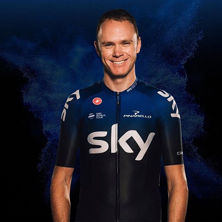 Chris Froome con il nuovo kit sky 2019