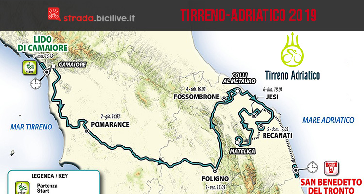 Tirreno-Adriatico 2019: dal 13 al 19 marzo