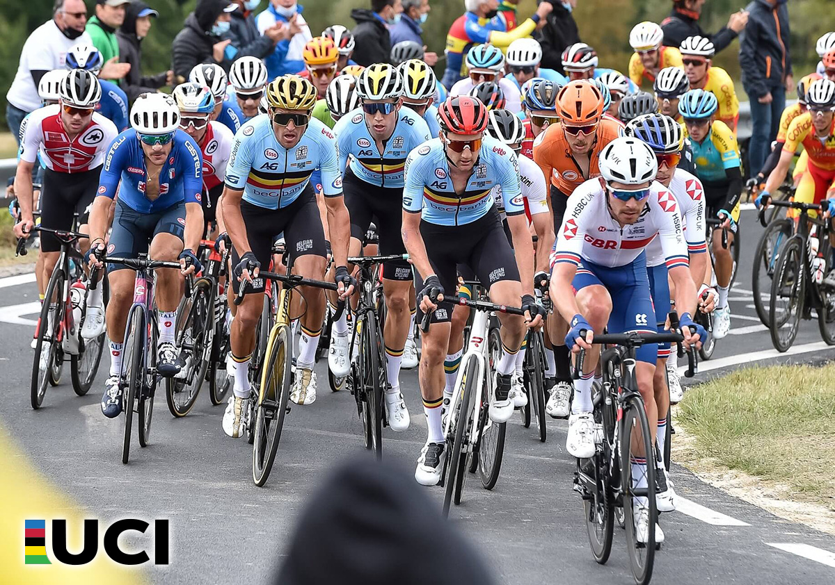 Uno scatto durante il campionato del mondo di ciclismo 2020 a Imola