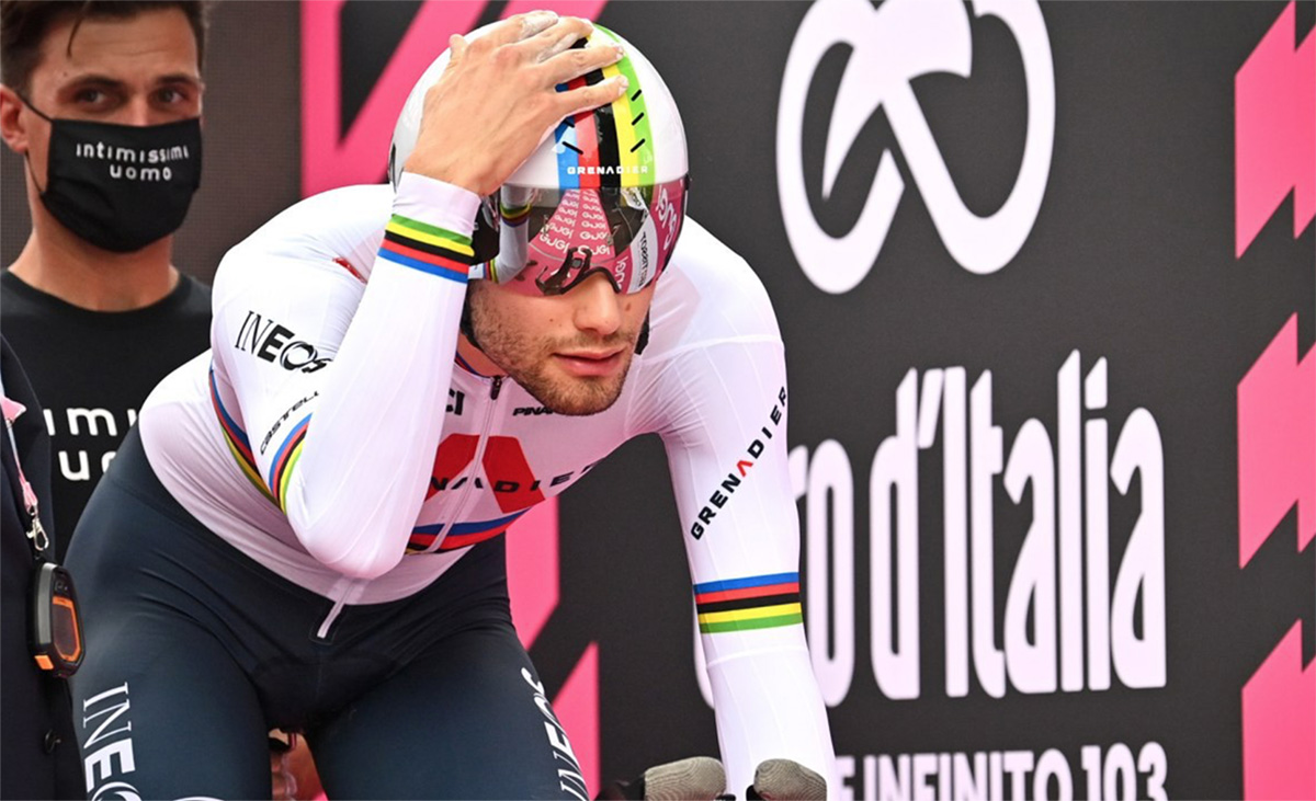 Uno scatto di Filippo Ganna alla partenza dello scorso Giro D'Italia 