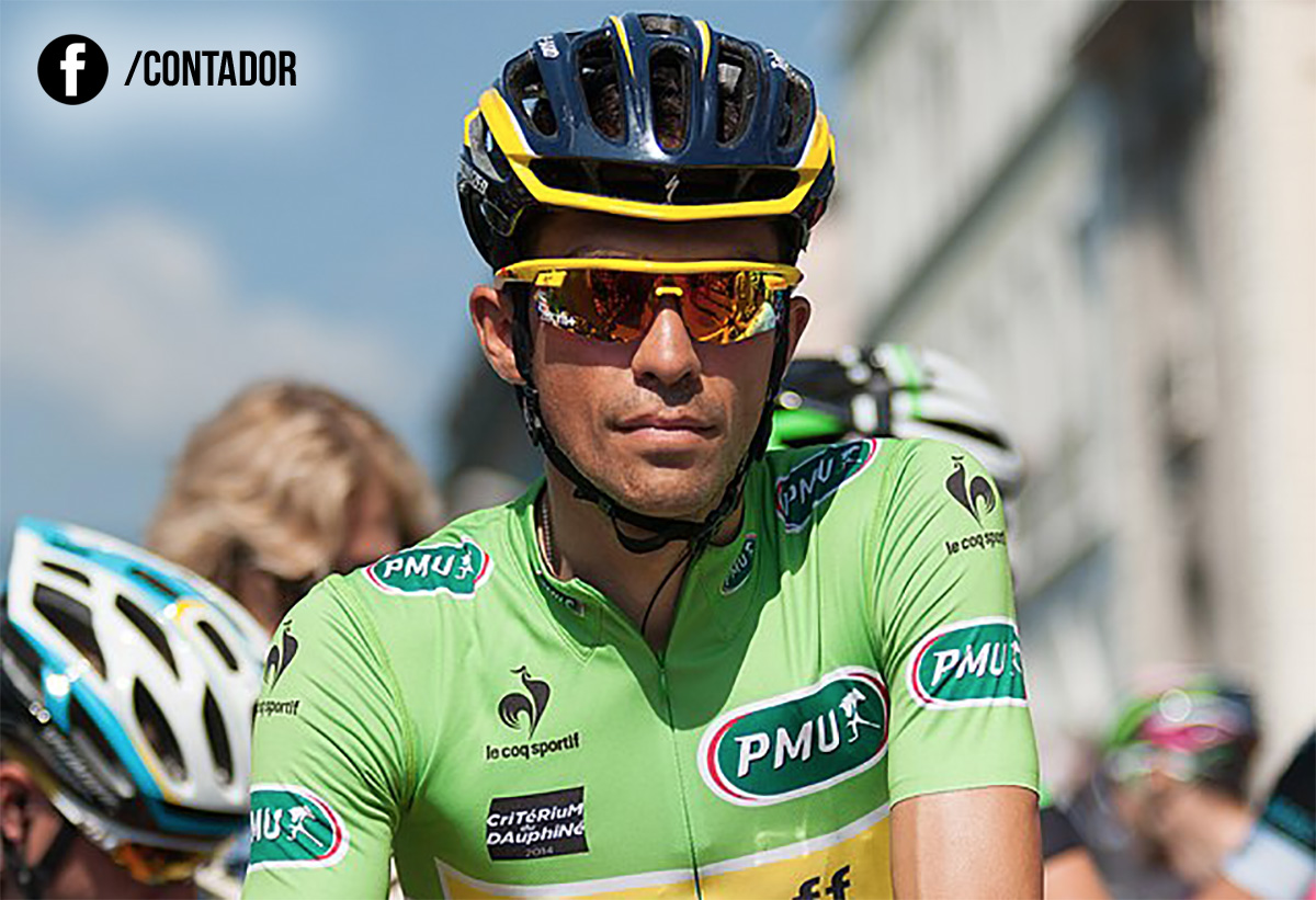 Uno scatto del ciclista Alberto Contador nel 2014