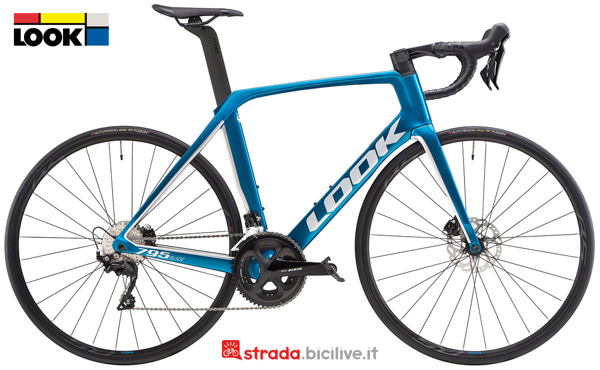 La nuova bicicletta da strada Look 795 Blade Disc Metallic Blue Silver Glossy 2022