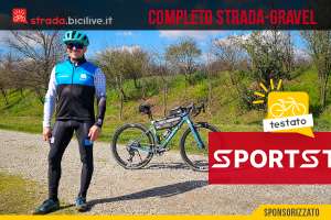 Foto di Claudio Riotti durante il test dell'abbigliamento personalizzato Sportstex da strada e gravel