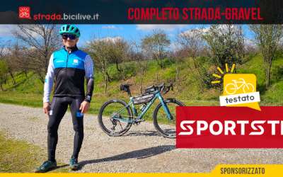 Foto di Claudio Riotti durante il test dell'abbigliamento personalizzato Sportstex da strada e gravel