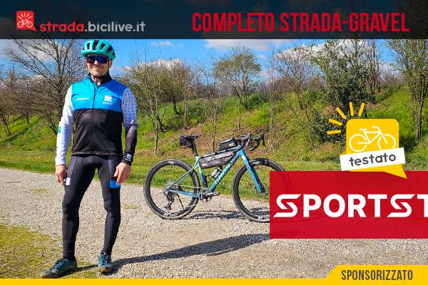 Foto di Claudio Riotti durante il test dell'abbigliamento personalizzato Sportstex da strada e gravel