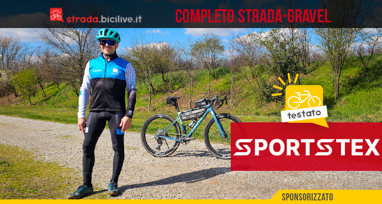 Foto di Claudio Riotti durante il test dell'abbigliamento personalizzato Sportstex da strada e gravel