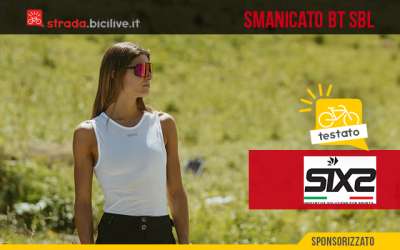 Foto di Beatrice Pontalti durante il test dell'intimo tecnico smanicato SIXS Bt SBL.